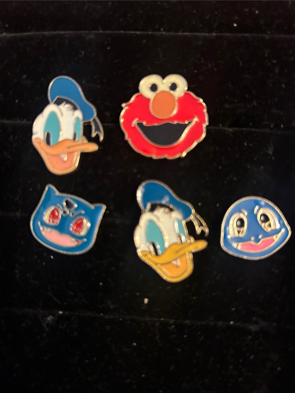 Donald Duck & Elmo Kids Enamel Pins - Blue, Red, Pink
